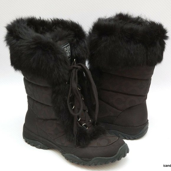 Coach JENNIE Op Art Jacquard Lace-Up Rabbit Boot - Picture 1 of 7